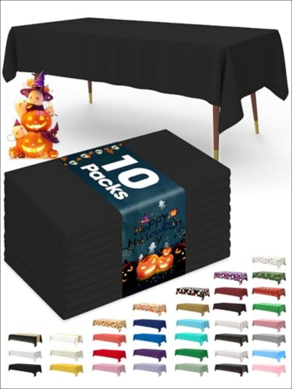 Pureegg Disposable Plastic Tablecloth 10 Pack 54x156 Rectangle